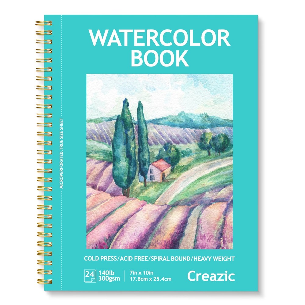 1 PC Watercolor Paper Pad 7″ x 10 Inch 24 Sheets 140lb/300g Spiral Bound