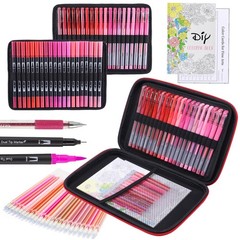 80 PCS Red Pink Drawing Pen Set 20 Color Brush Pens Gel Pens 40 Refills