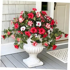 2PCS Artificial Petunia Flowers for Outdoors, Fake Flowers for D-pink White