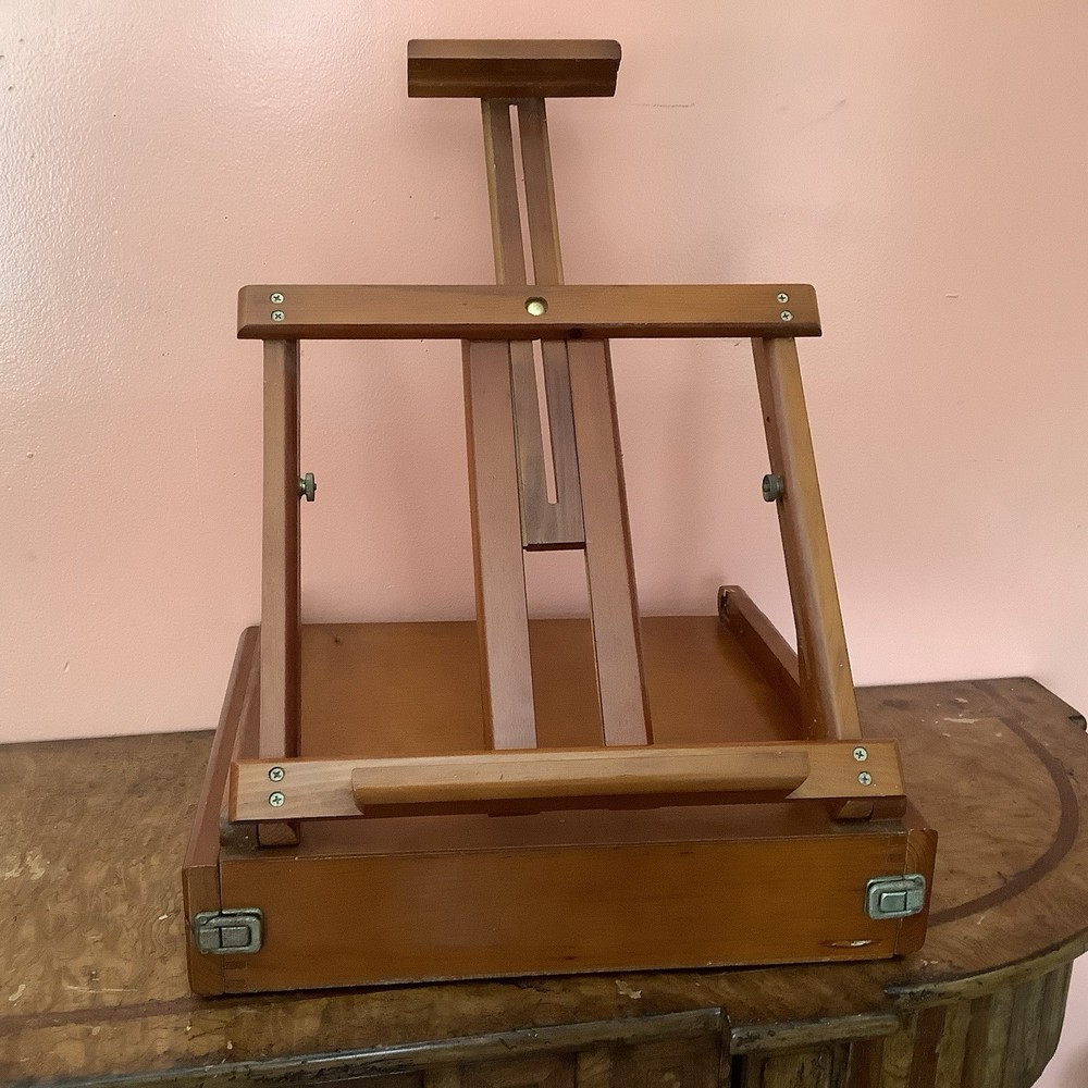 Wood Easel Table-Top Model Adjustable Portable With Double Drawer Handle