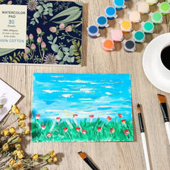 30 Sheets Watercolor Paper Pad, A5 (8.3 x 5.8) Hot Press Watercolor Paper, 140 l
