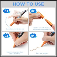Overseas White Acrylic Paint Pens 2 Pack, 0.7mm Extra Fine Tip Permanent Markers