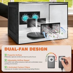 Airbrush Spray Booth with Dual-Fan Ventilation 3-Color Shadowless LED Light