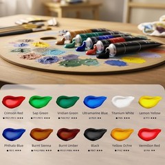 Beechwood Easel Box with 27 Pc Acrylic Paint Set – Professional Art Kit