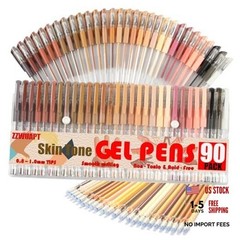 90 Pack Tone Gel Pens, 30 Tone Gel Pens with 60 Refills,40% More Ink Skin