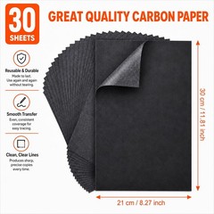 Carbon Paper for Tracing Graphite 30PCS Black Transfer Paper, black