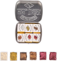 Handmade Artist Watercolour Paints-Metallic Glitter – Retro Portable Metal Case-