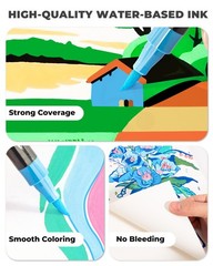 Acrylic Paint Markers 72 Colours Dual Tip Brush & Fine – No-Bleed, Waterproof