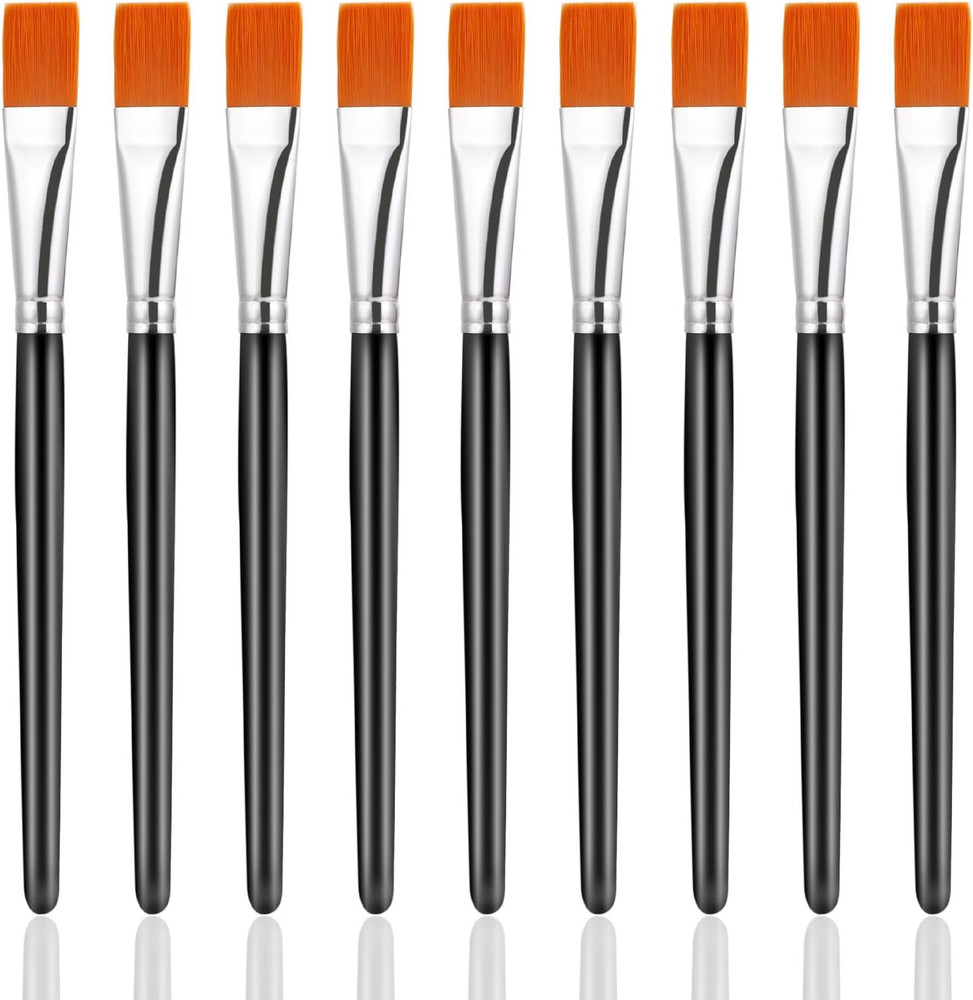10 Pcs Flat Paint Brushes for Acrylic Painting, 3/4 Inch Large Synthetic Paint B