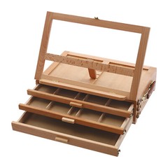 Adjustable Beech Wood Tabletop Easel with 3 Drawers & Storage