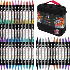 48 Colors Dual Tip Acrylic Paint Markers Double zipper design Topgrade Canvas