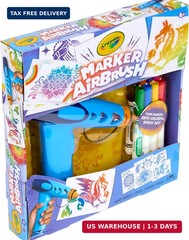 Crayola Marker Airbrush Spray Art Kit, Battery-Powered Sprayer with 8 Washable M