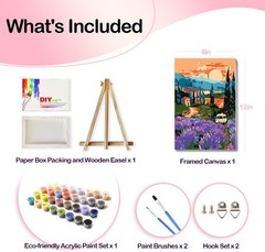 Framed with Easel Paint by Numbers Kit for Adults Lavender