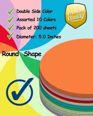 5 Inch Colored Craft Paper Circles – Assorted Colors, 200 Sheets for Kids
