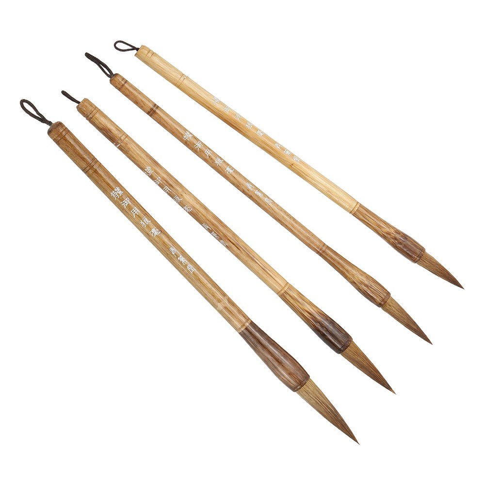 4 Pcs Calligraphy Brush Watercolor Ink Painting Writing Brush Brown