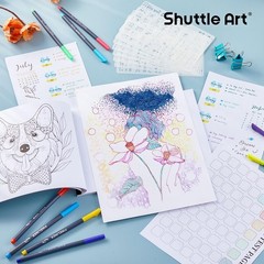 Shuttle Art Fineliner Colored Pens, 100 Colors 100 with Stencils
