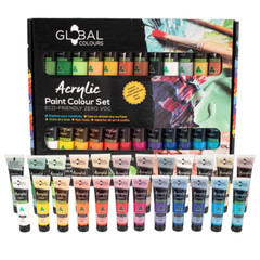 GLOBAL COLOURS Acrylic Paint Set – 24 x 36ml Tubes – Artist Quality, Waterproof