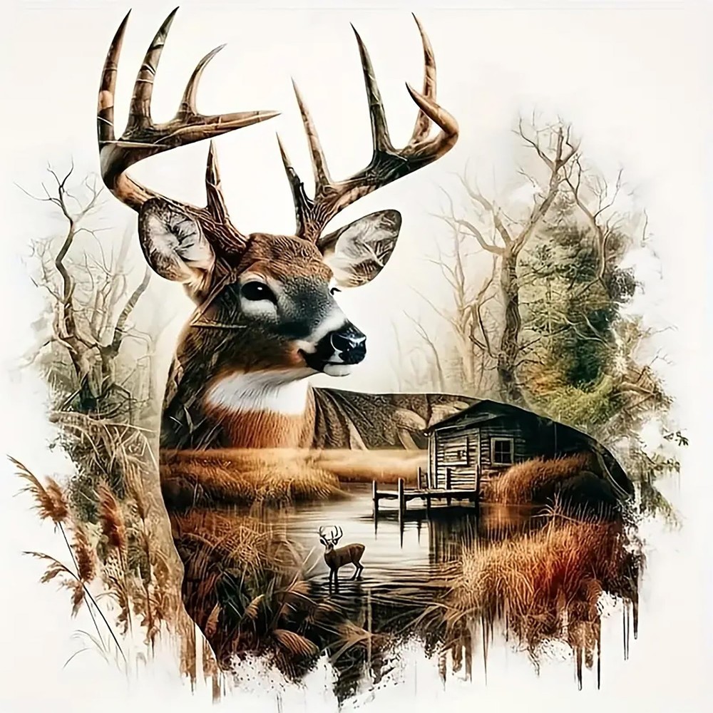 Elk Diamond Art Kits for Adults, 5D Deer Diamond Painting for Beginners, DIY Ffu