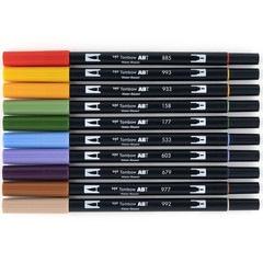 Tombow 56168 Dual Brush Pen Art Markers, Secondary, 10Pack. Blendable, Brush …