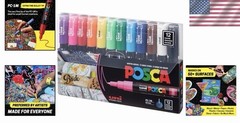 Posca Acrylic Paint Art Markers, Set of 12 Extra Fine Point Thin P