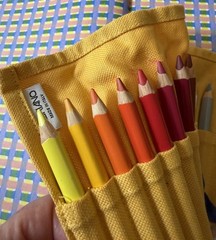 Fabriano Made Italy Set 24 chunky coloured pencils linen roll up Excellent Cond