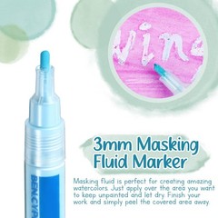 2 PCS Masking Fluid Pen, 3mm, Blue, Applicator Tip, Watercolor, Art, Drawing