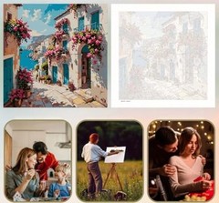 5DDIYART Flowers Scenery Town Paint by Numbers for Adults Beginner, PB299-1