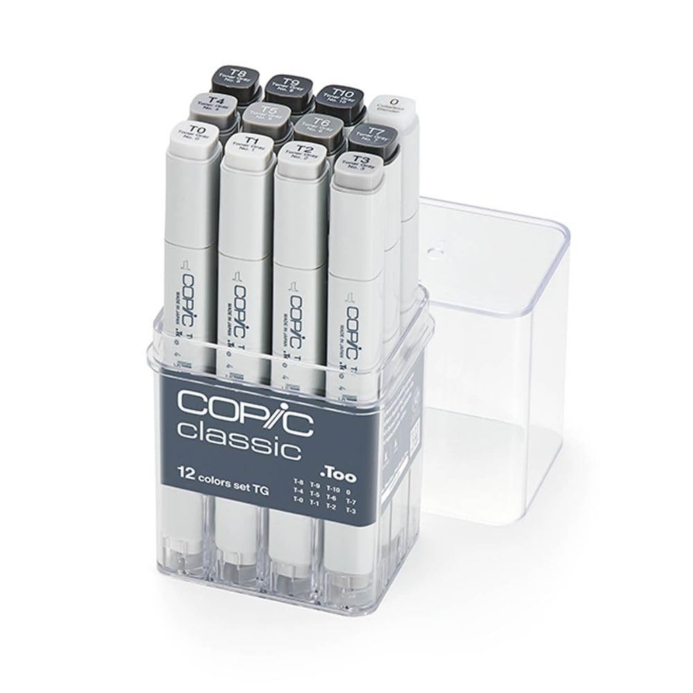 Alcohol Markers Copic Classic 12pc Set Toner Gray CMCL30STTG