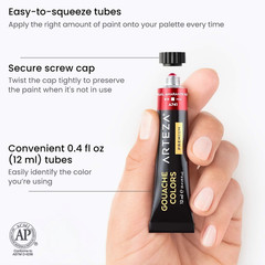 Metallic Gouache Paint, Set of 36, 12Ml/0.4 US Fl Oz Gouache Paint Tubes, Glitte