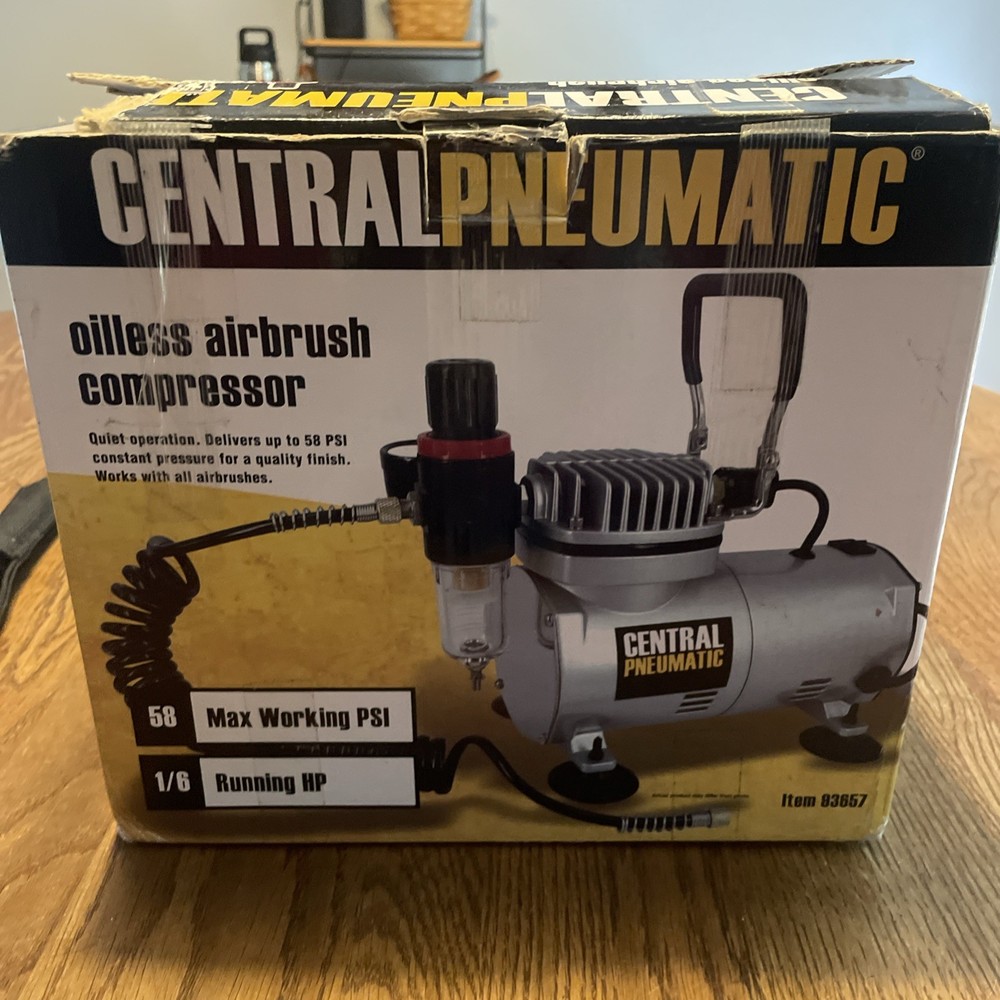 Central Pneumatic 1/6 HP 58 PSI Oilless Airbrush Compressor 83657