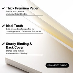 1 PC Watercolor Paper Block 9″ x 12″ 32 Sheets 100% Cotton Rough 140lb/300GSM