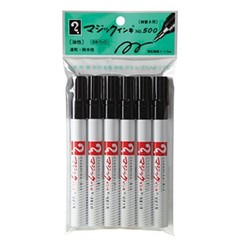 Teranishi Magic Ink Permanent Pen No.500 Fine Writing Medium Black 6 M500-T1-6P