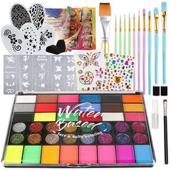 Pintada 42 Color Face Painting Kit for Kids 7.8in*5in*0.5in, 42 Colors + Book
