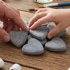10Pcs Heart Shape Natural Stones for Craft Reusable Flat Polished Coloring Rocks