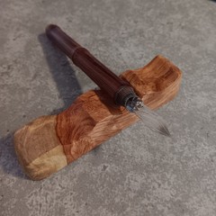Paintbrush/Dip Pen Rest Handmade For 3 Brushes/Pens. Luxurious Padauk Burl Poly