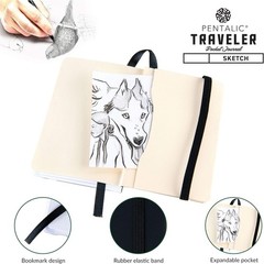 Portable 3″ x 4″ Sketchbook with Water-Resistant Cover and Elastic Closure
