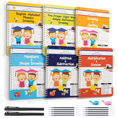 Magic Practice Copybook 6 Workbooks with Disappearing Ink Pens, Reusable Hand…