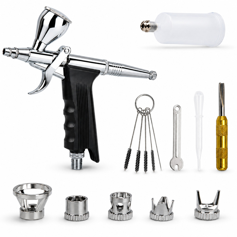 Trigger Airbrush Kit with 5 Spray Caps for Creative Painting Effects