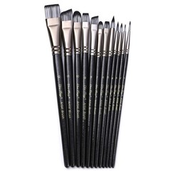 Professional Paint Brush Flat/Oblique/Round Tip for Artist Student Kid Adult