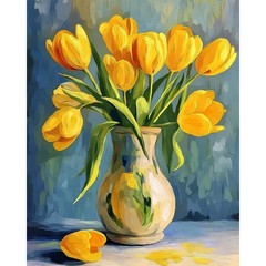 Paint by Numbers for Adults Beginner, Flowers Paint by Number Kits on Canvas Vas