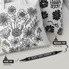 5 Dual-Tip Black Fabric Markers Permanent for Clothes – Fabric Paint Pens for…