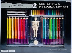 Master’s Touch Sketching And Drawing Art Set 112 Pieces Pencils Pastels Case NEW