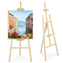 JEAWIWI 1Pcs Wooden Easel for Painting-Adjustable 42 inches, wood color
