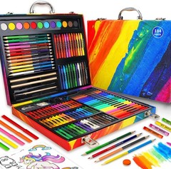 Okiki 184pc Childrens Art Case Coloring Set Gift Box