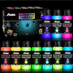 ABEIER Glow-in-The-Dark Acrylic Paints, 10 Bright Colours (60ml) Blacklight…