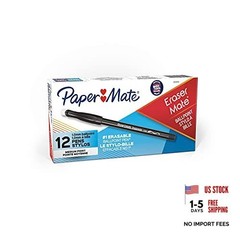 Paper Mate EraserMate Erasable Pen, Medium Point, Black, 12 Count (Pack of 1)
