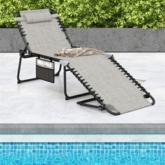 Oversized 27″W Chaise Lounge – 4-Position Adjustable, Folding Tanning Chair,Grey