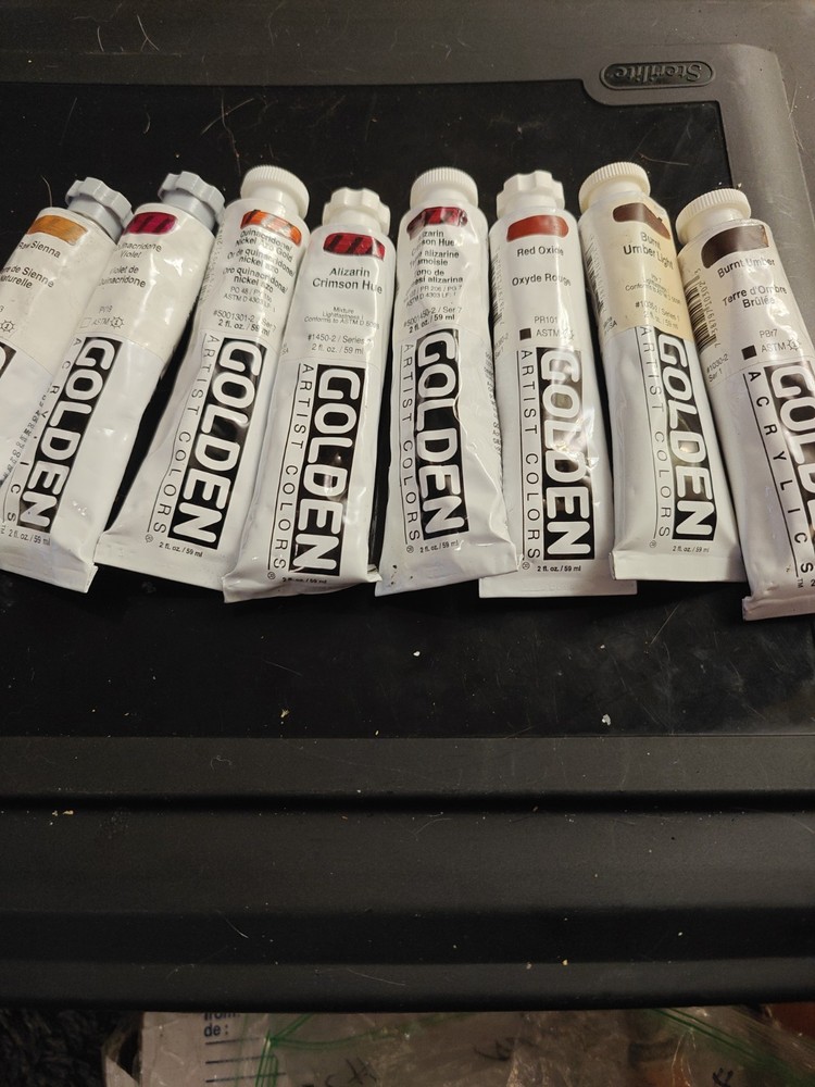 Golden Acrylic Heavy Body Paint 2oz Set Of 8 Lot #52