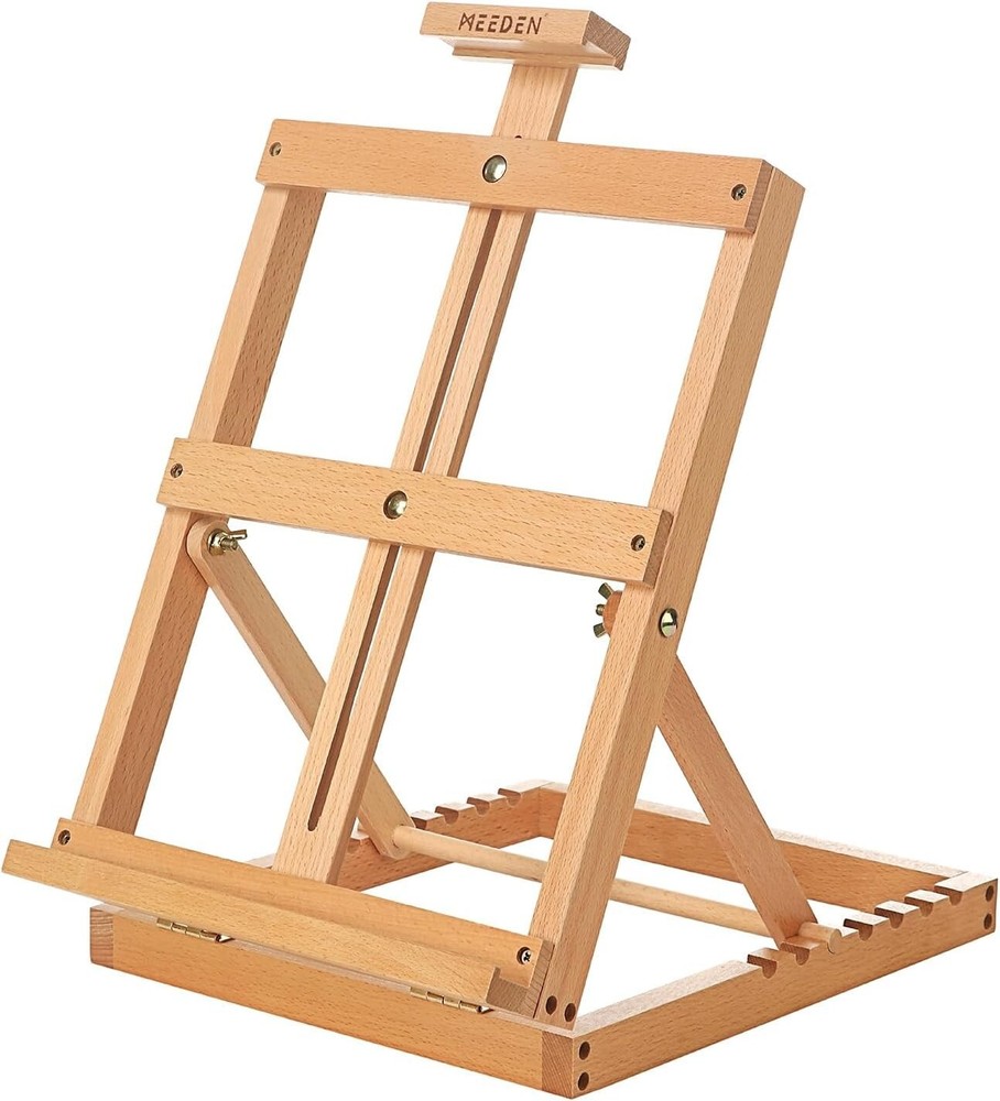 MEEDEN Heavy-Duty Tabletop Studio H-Frame Wooden Easel- Solid Beech Wood Adjusta