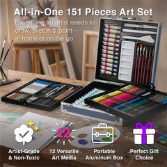 151pc Professional Art Supply Set With Mixed Media Supplies Paint Kit & Brushes